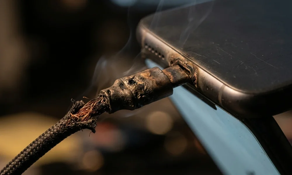 cheap USB-C cable overheating phone charging port damage
