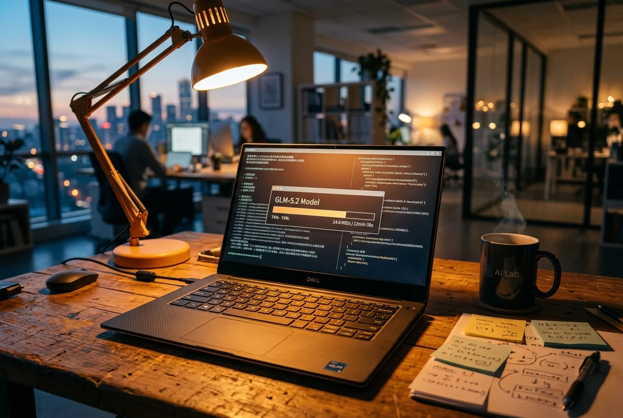 Chinese open source AI model download on developer laptop