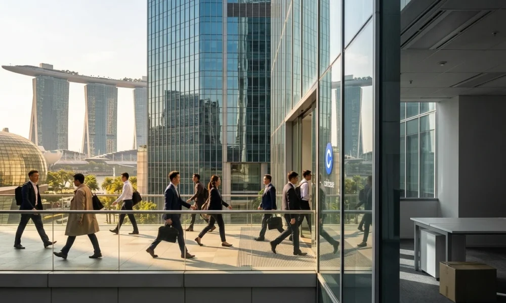 Coinbase Singapore office headcount expansion 200 employees