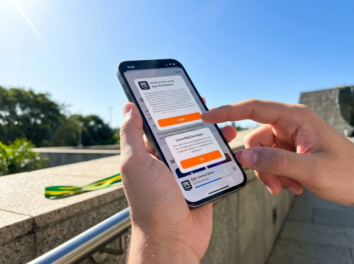 Epic Games Store Brazil iPhone install Fortnite 9-step flow