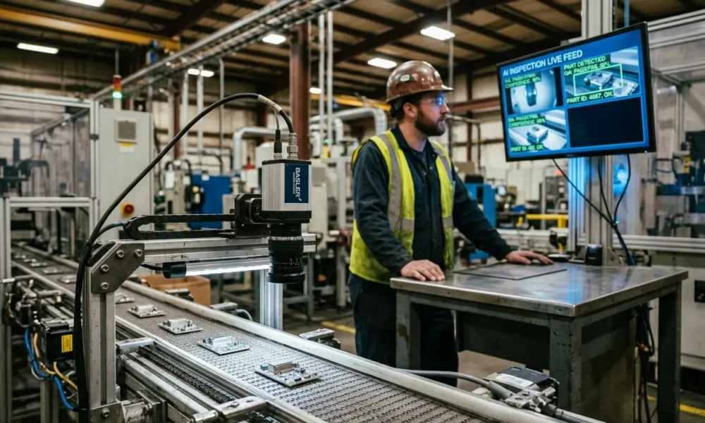 FactoryTalk VisionAI camera retrofit at industrial workstation