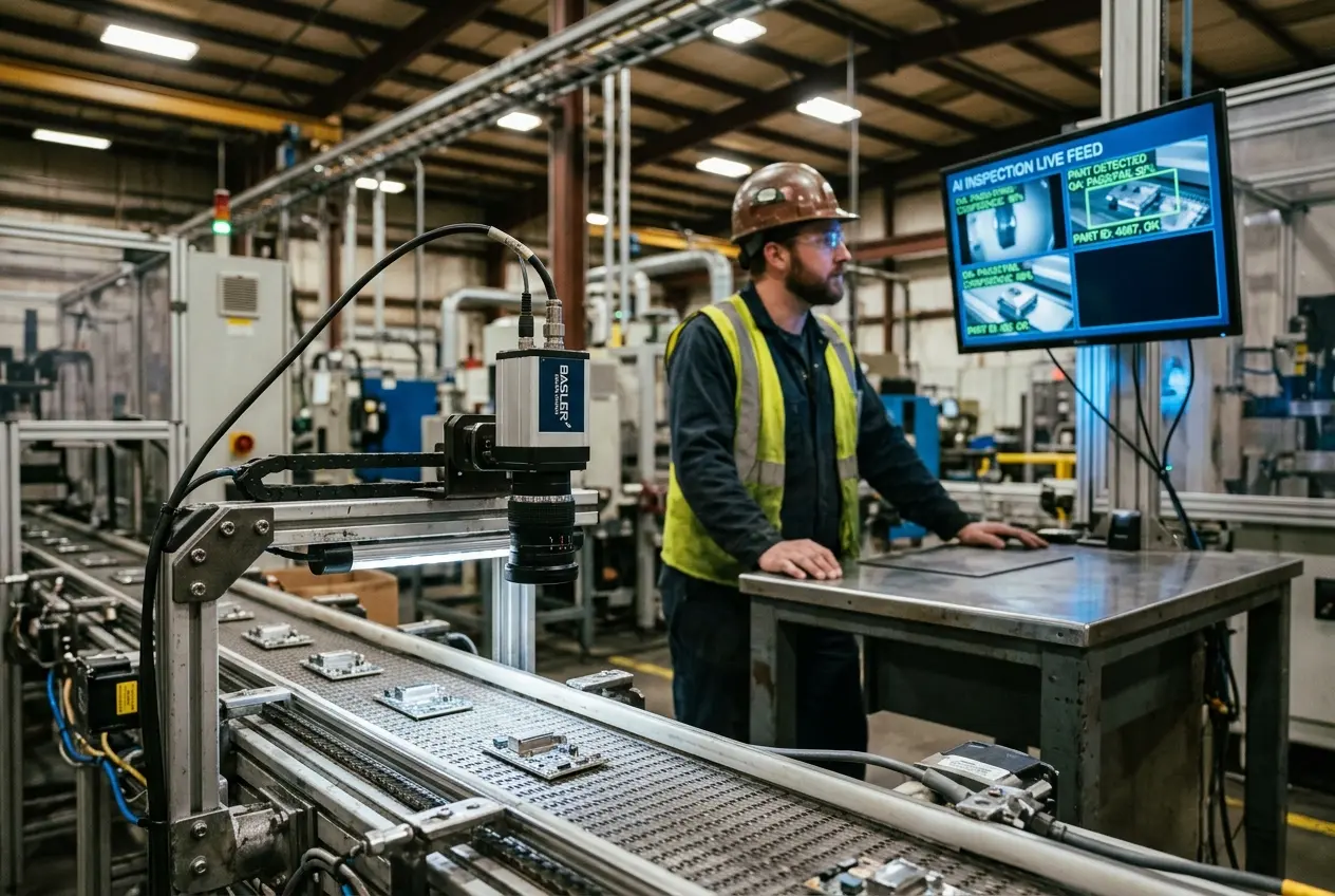 FactoryTalk VisionAI camera retrofit at industrial workstation
