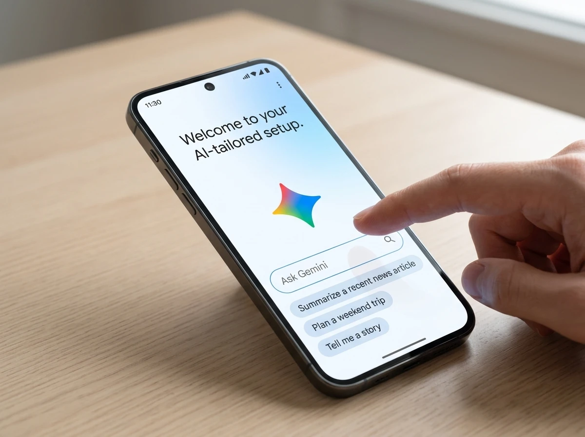 Gemini AI tailored setup assistant new Android phone screens