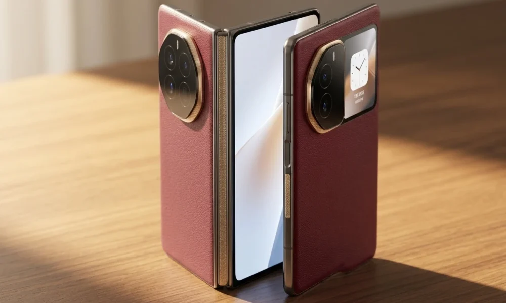 Huawei Mate XT 2 render U shaped inward fold cover screen design