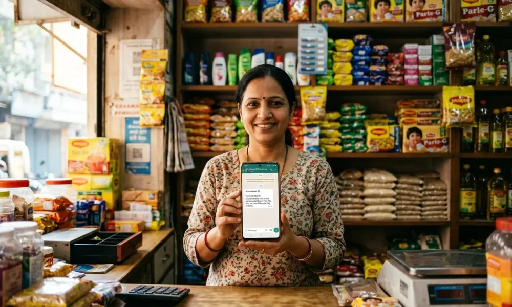 Indian small business merchant using WhatsApp Meta Business Agent