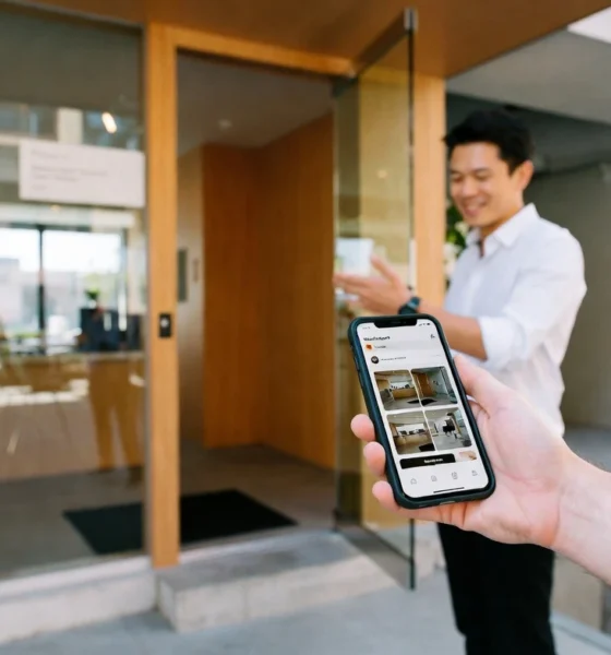 JustCo pay-per-use coworking app booking on a smartphone