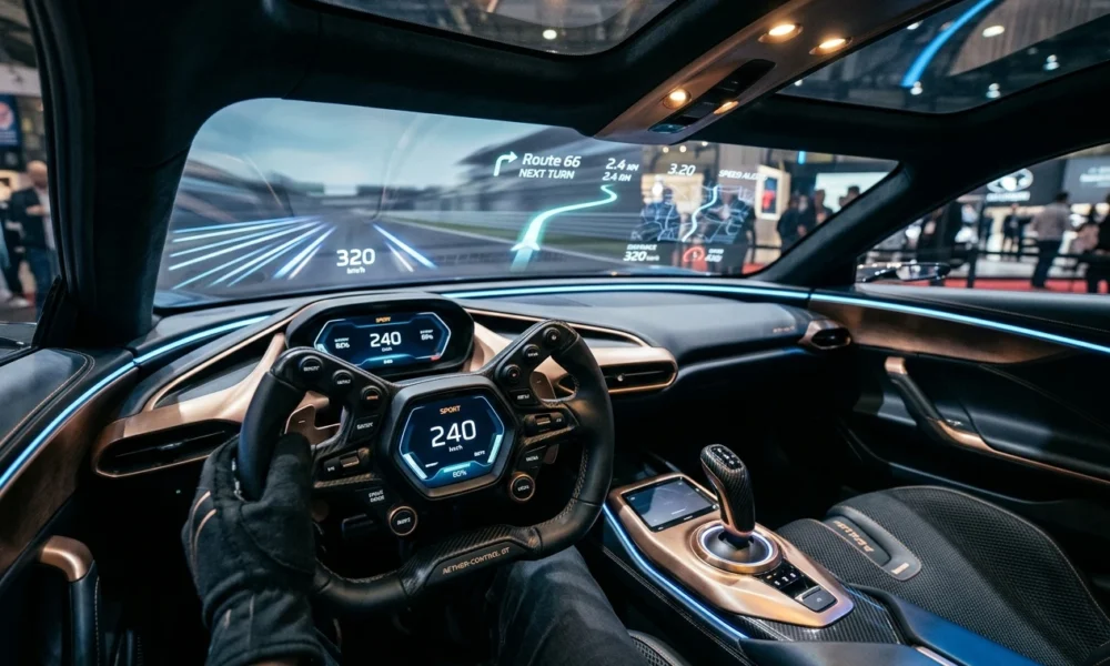Kia Vision Meta Turismo concept cockpit gaming-style steering wheel