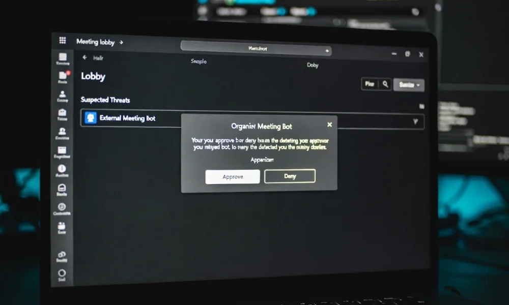 Microsoft Teams meeting lobby with a flagged external bot