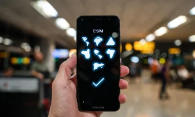 Motorola Global Connect eSIM app activation phone close-up