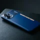 Nothing Phone 4b blue rear with Glyph Bar lit