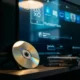 PlayStation game disc resting against modern TV base