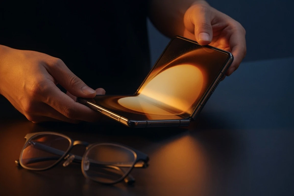 Samsung Galaxy Z Fold 8 Wide variant partially unfolded