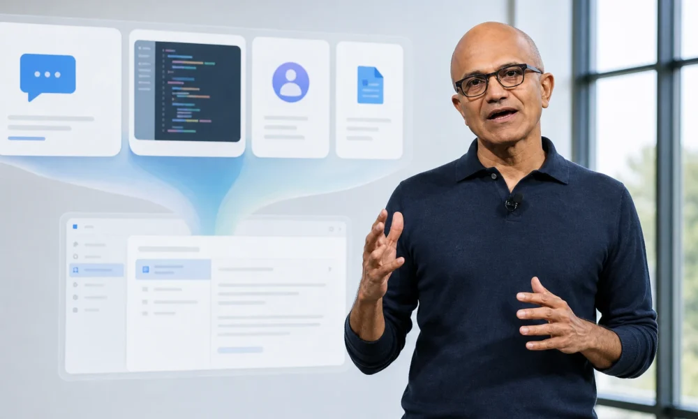 Satya Nadella Microsoft Copilot AI super app earnings announcement