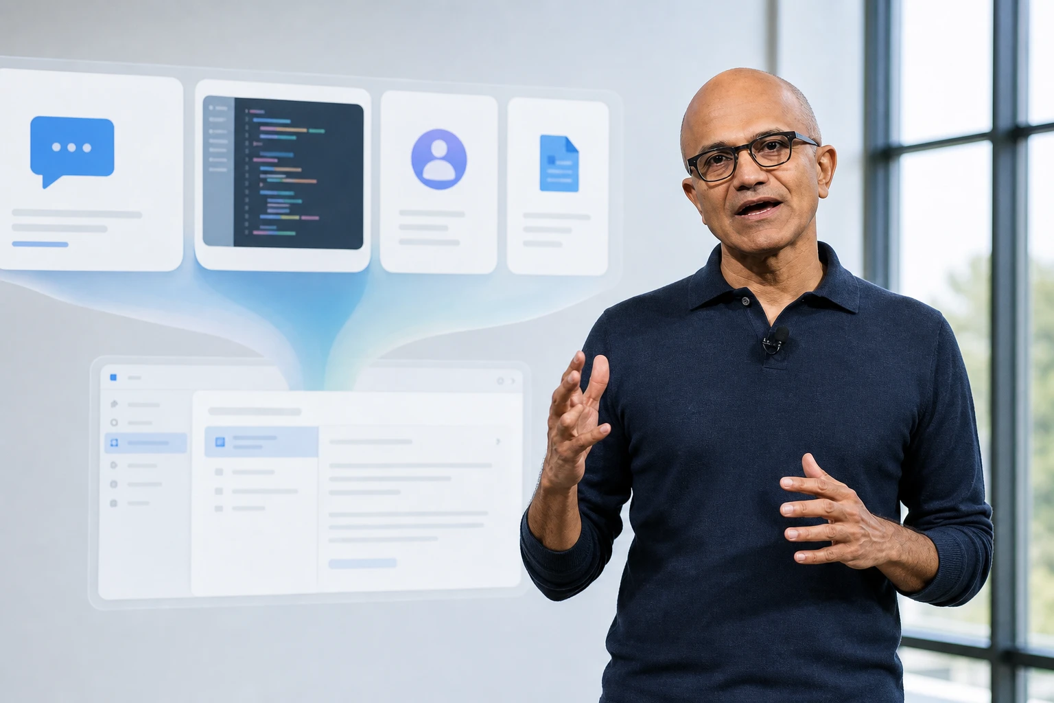 Satya Nadella Microsoft Copilot AI super app earnings announcement