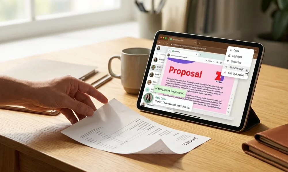 WhatsApp Adobe Acrobat PDF editing iPad sign up update