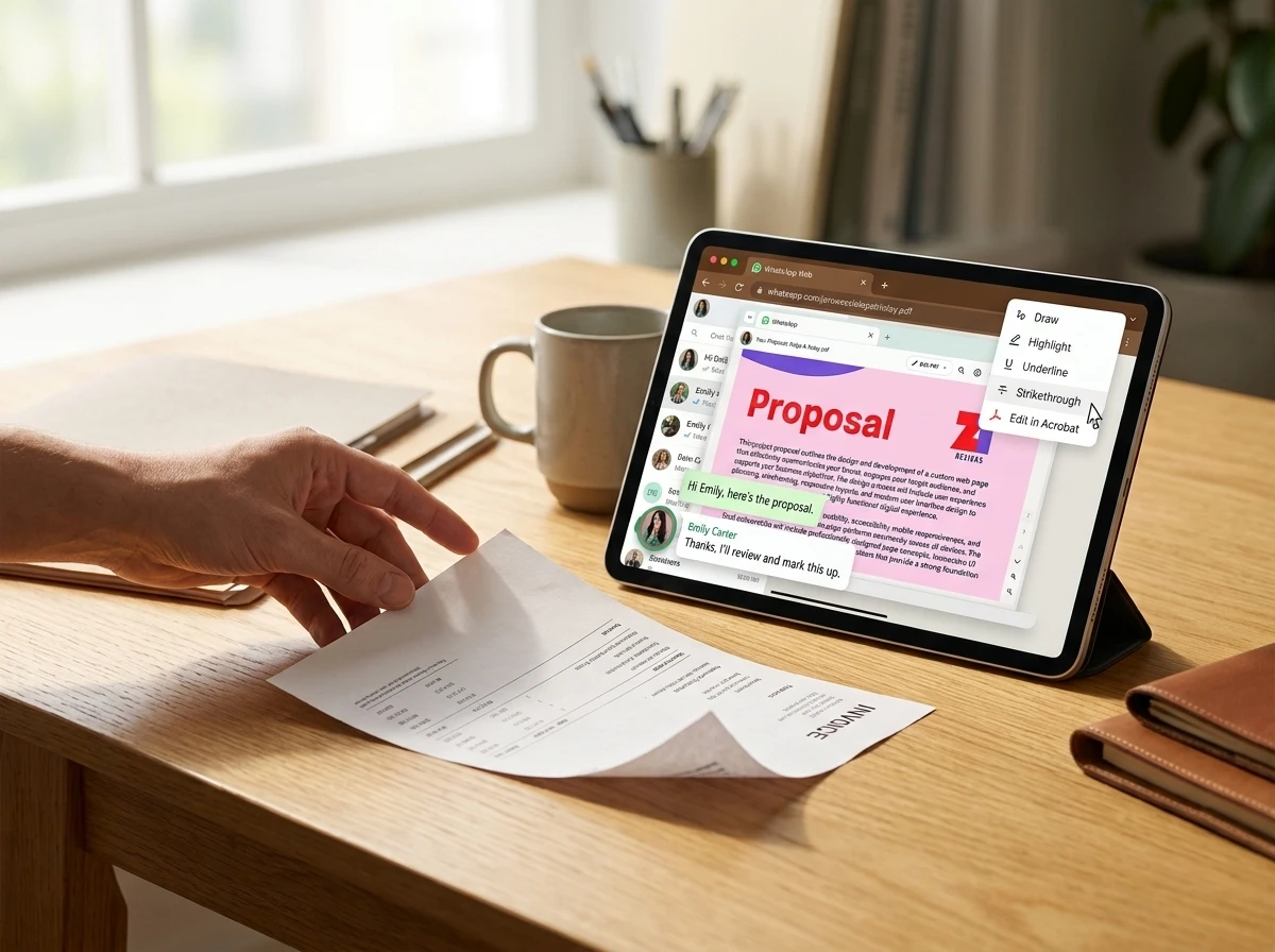 WhatsApp Adobe Acrobat PDF editing iPad sign up update