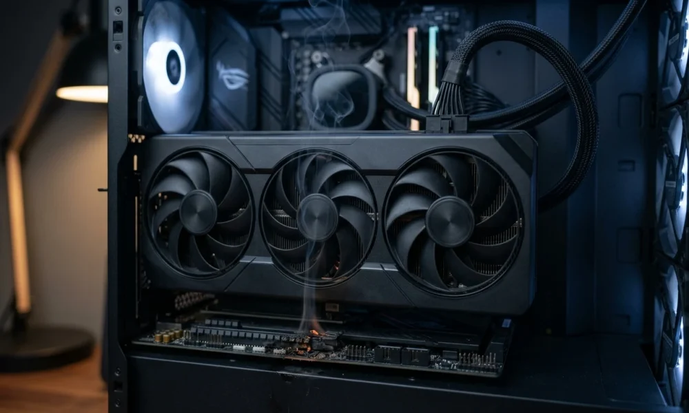 ZOTAC RTX 5090 SOLID graphics card catches fire during gaming