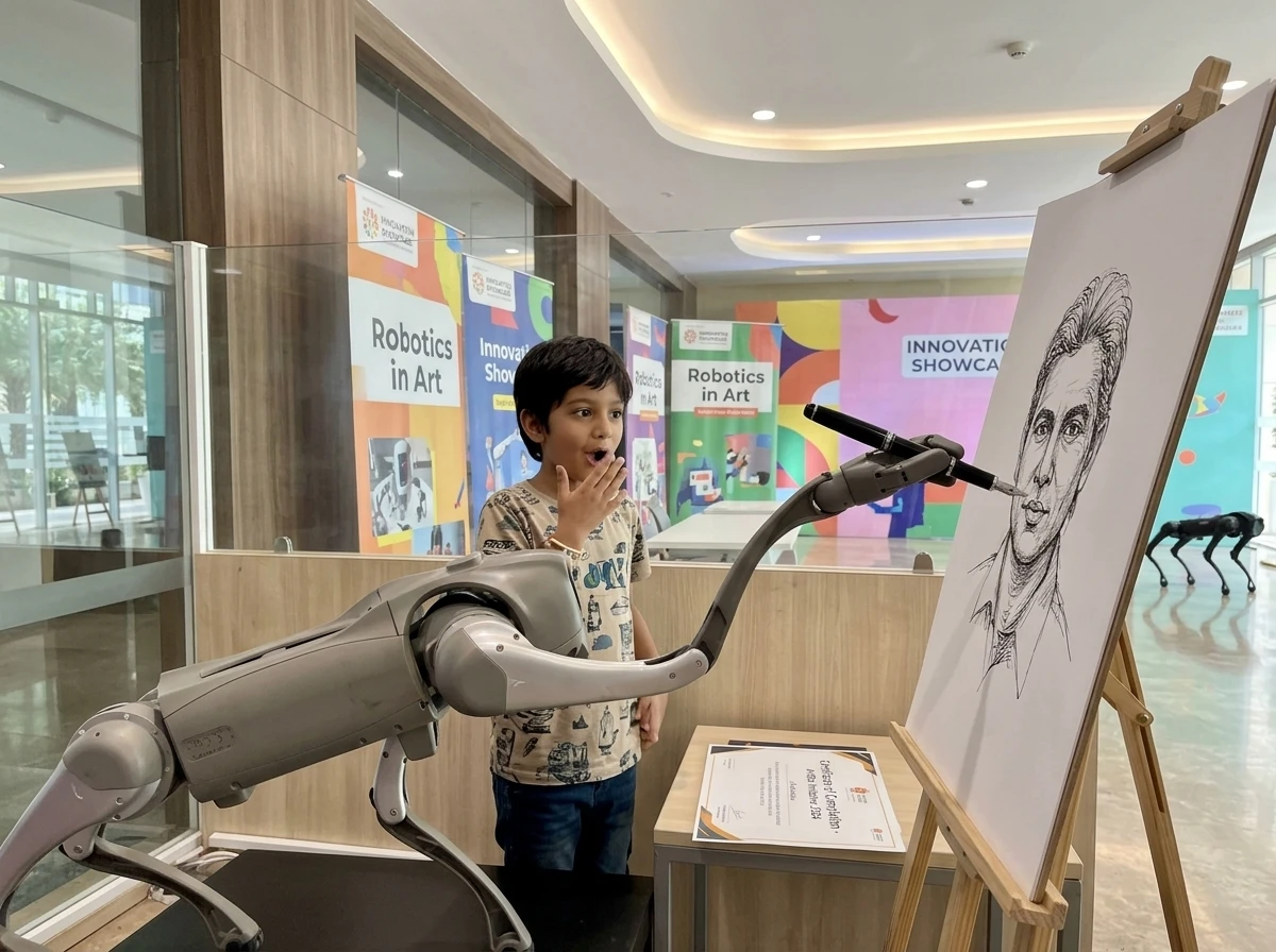 Binge with AI Sketch Bot kids Noida family event