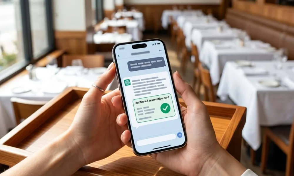 ChatGPT Yelp restaurant reservation booking mid chat confirmation
