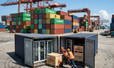 China July exports AI boom trade surplus containers port