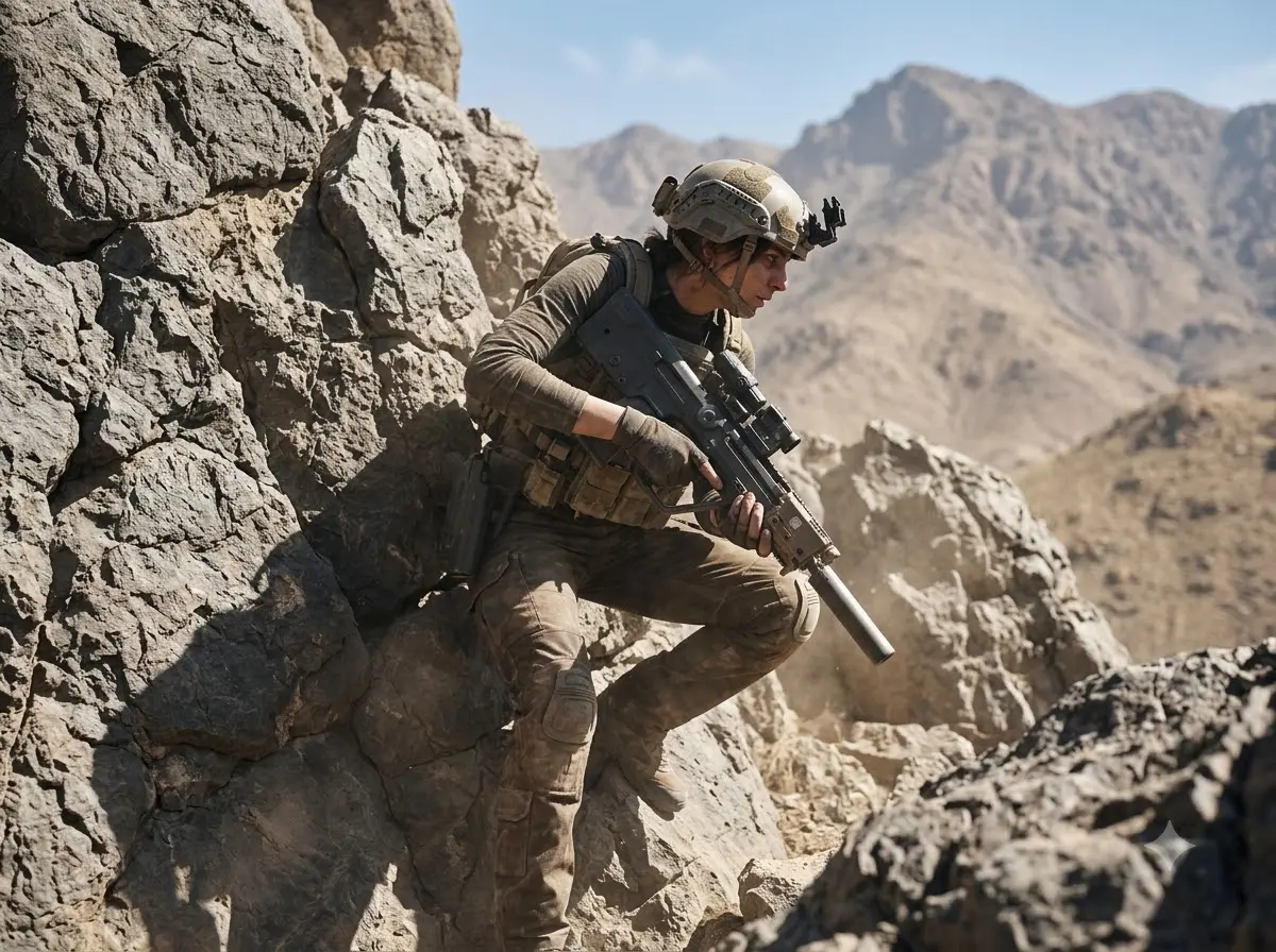 Crossfire adaptive cover system That's No Moon rocky terrain stance