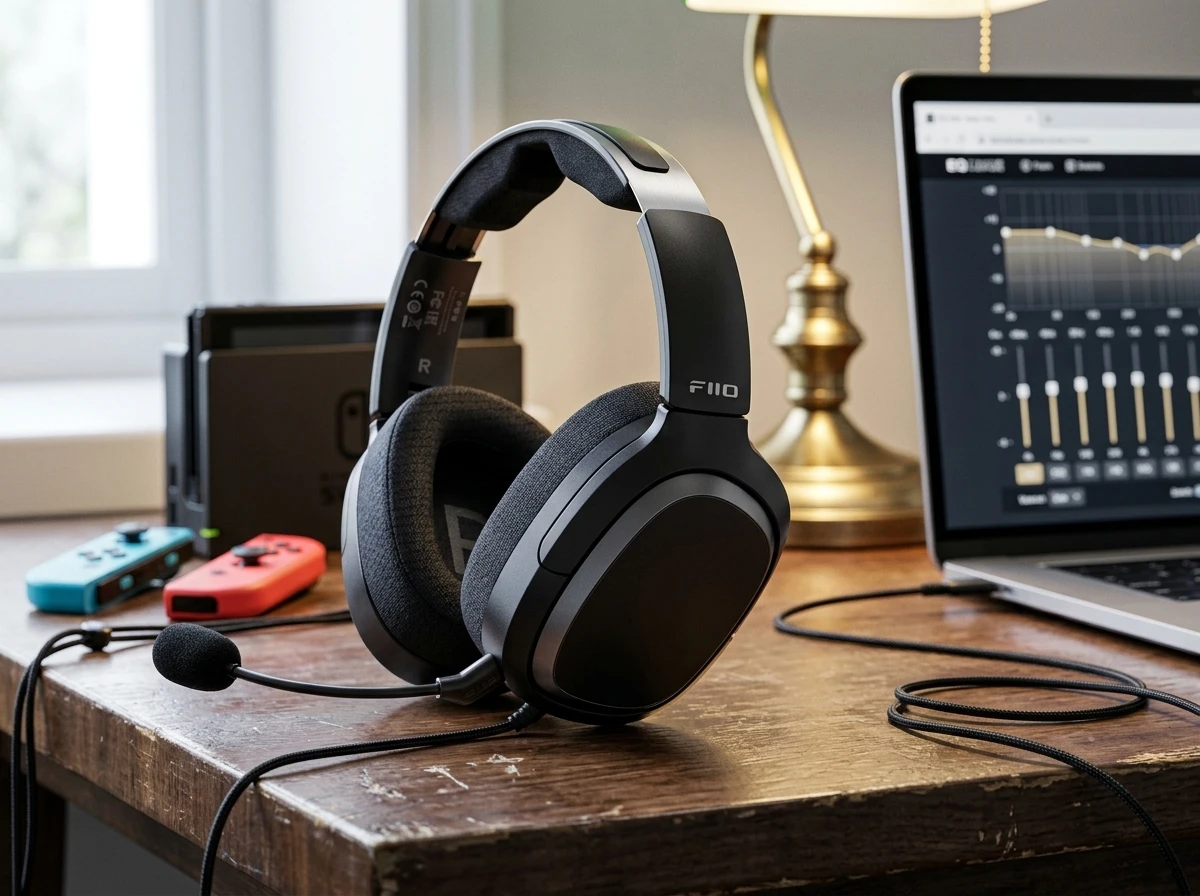 FiiO FG3 gaming headset dual drivers black over-ear