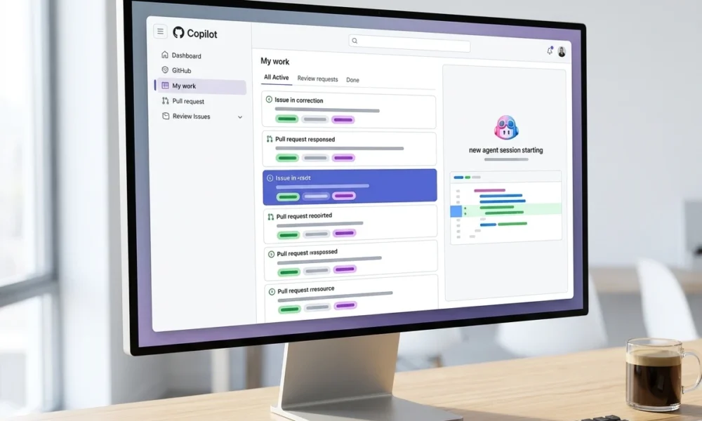 GitHub Copilot app My work pane managing issues pull requests