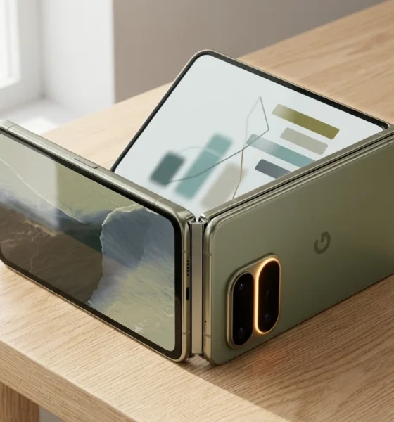 Google Pixel 11 Pro Fold olive 8-inch Super Actua Flex unfolded