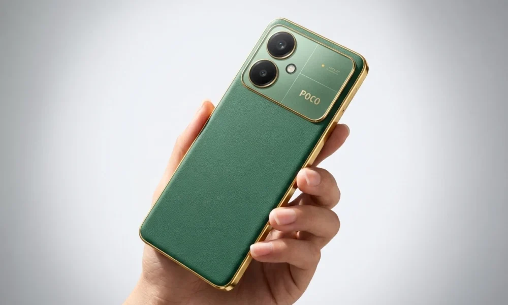 POCO M8x 5G green textured rear design India leak