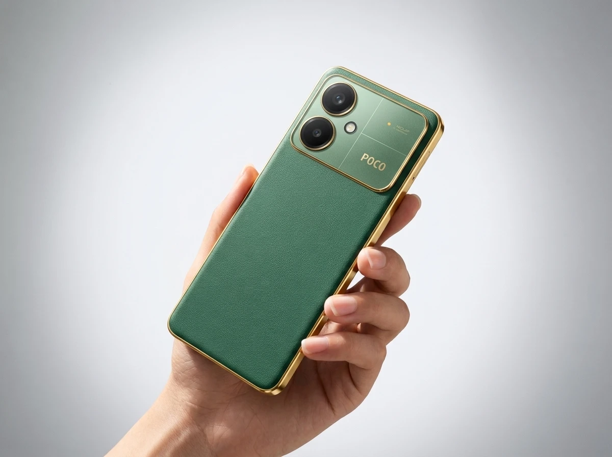 POCO M8x 5G green textured rear design India leak