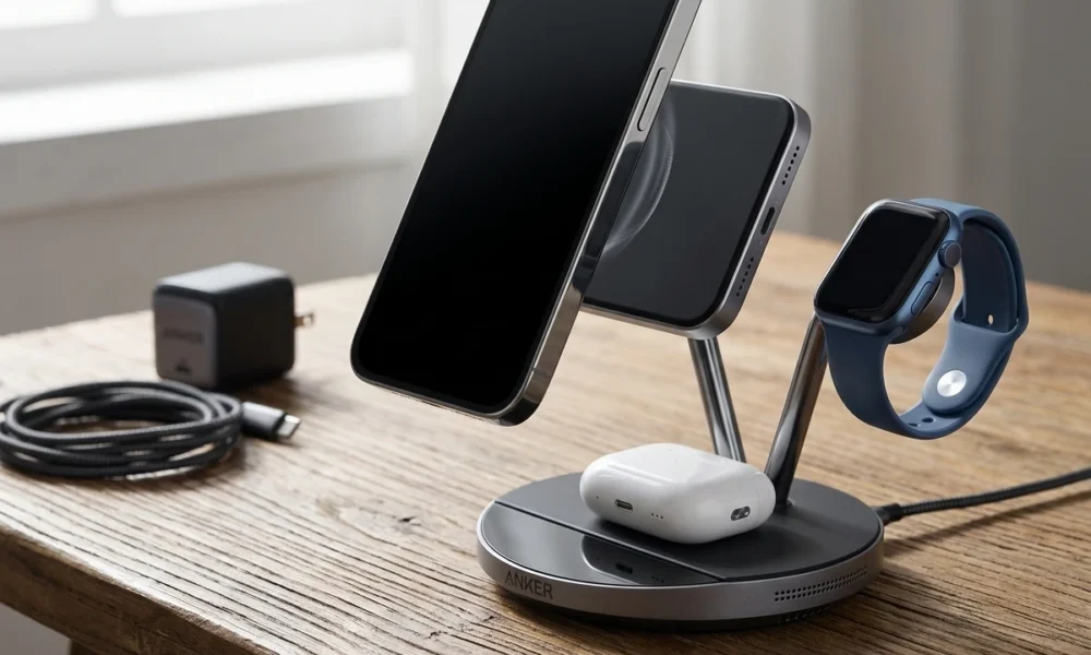 Qi2 25W magnetic wireless charger phone snap desk