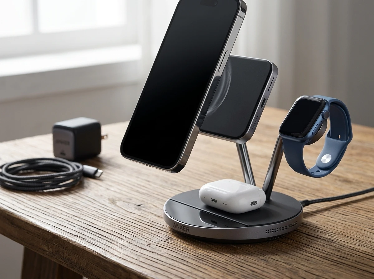 Qi2 25W magnetic wireless charger phone snap desk