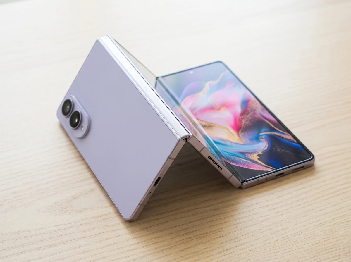 Samsung Galaxy Z Fold 8 wider squat foldable open and closed