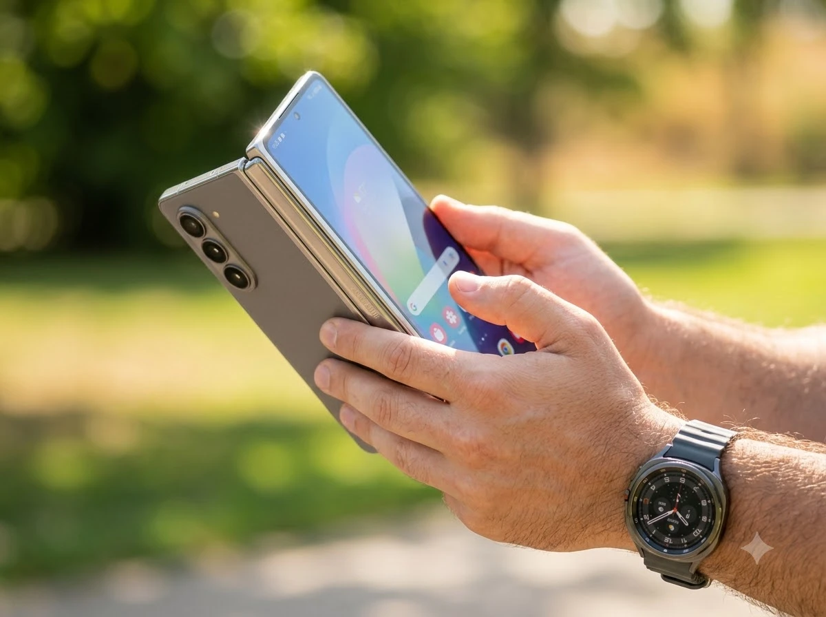 Samsung Galaxy Z Fold8 Ultra unfolded with Watch Ultra2
