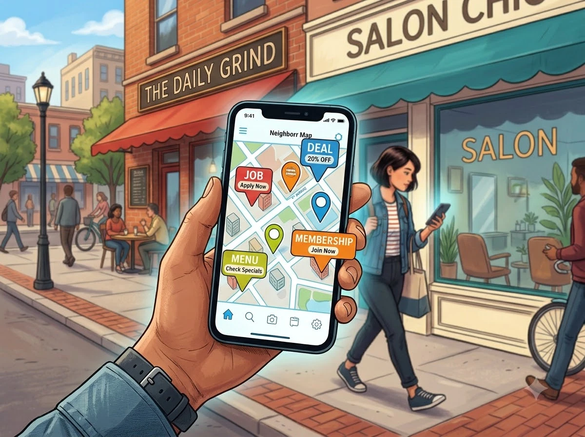 Secret World app digital storefronts creators local deals jobs