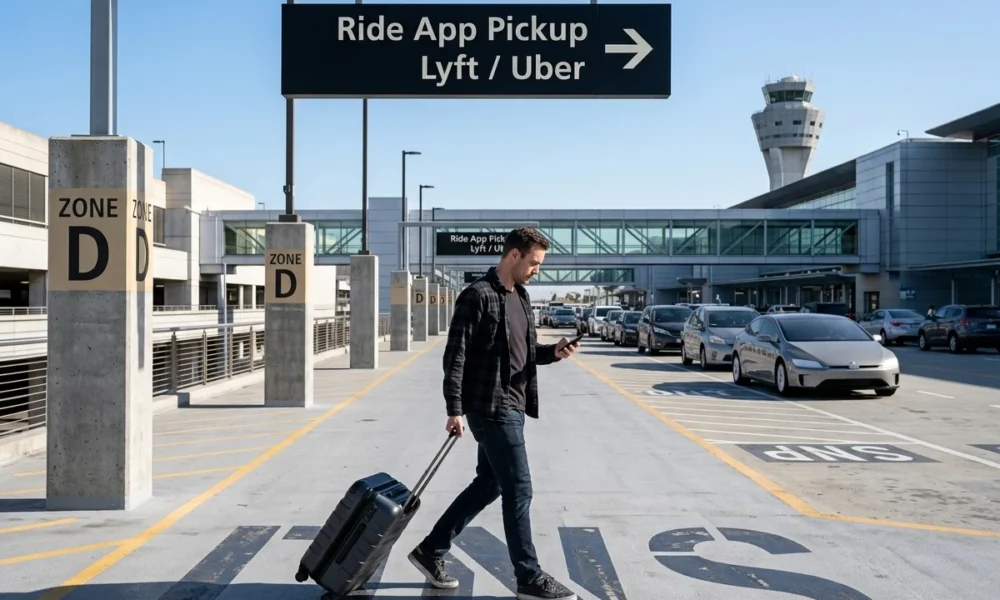 SFO Uber Lyft Level 5 Domestic Garage pickup zones guide