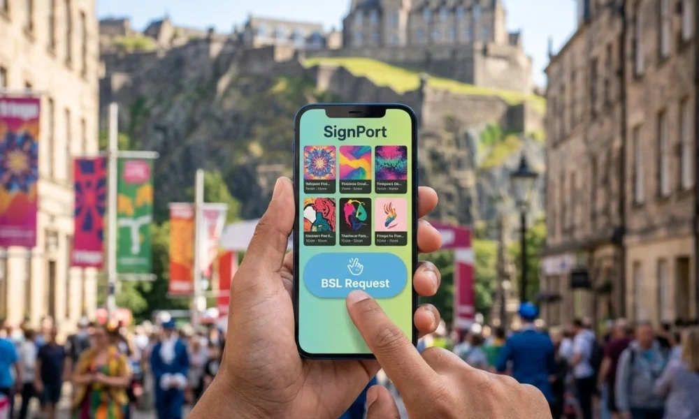 SignPort app BSL interpreter request Edinburgh Fringe deaf users