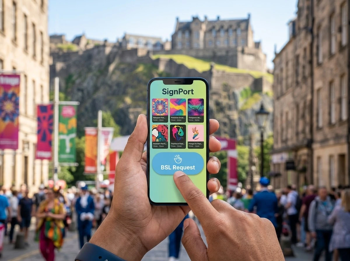SignPort app BSL interpreter request Edinburgh Fringe deaf users