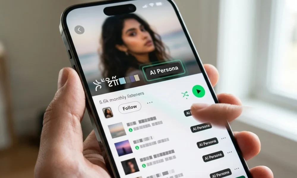 Spotify AI Persona badge on artist profile screen