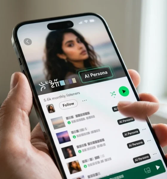 Spotify AI Persona badge on artist profile screen