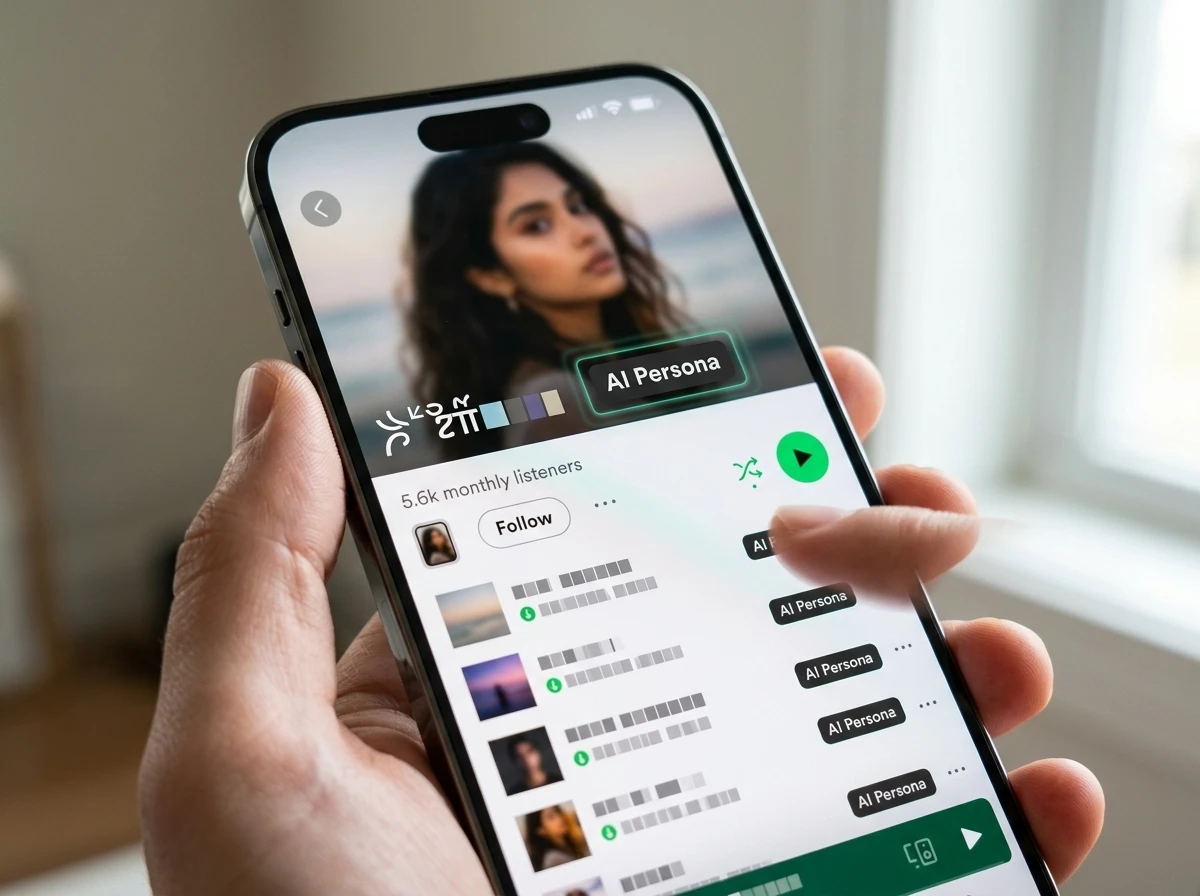 Spotify AI Persona badge on artist profile screen