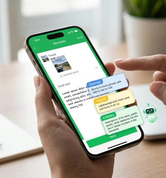 WeChat Moments AI writing assistant gray test Xiaowei phone