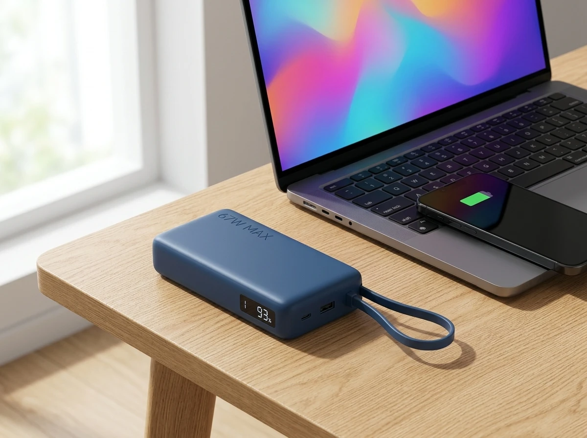Xiaomi 20000mAh 67W power bank built-in cable display