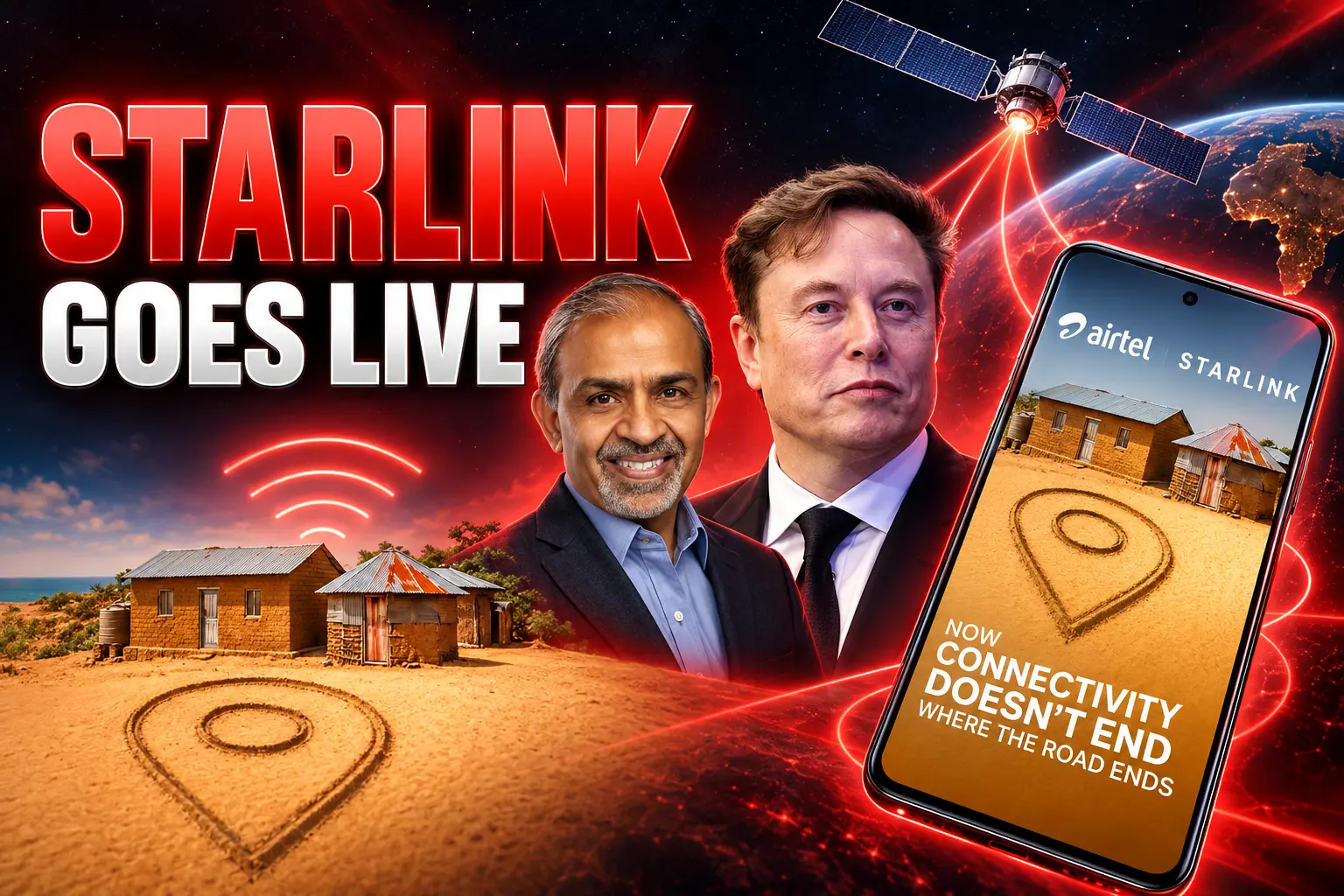 Airtel Starlink Mobile satellite to phone launch DRC