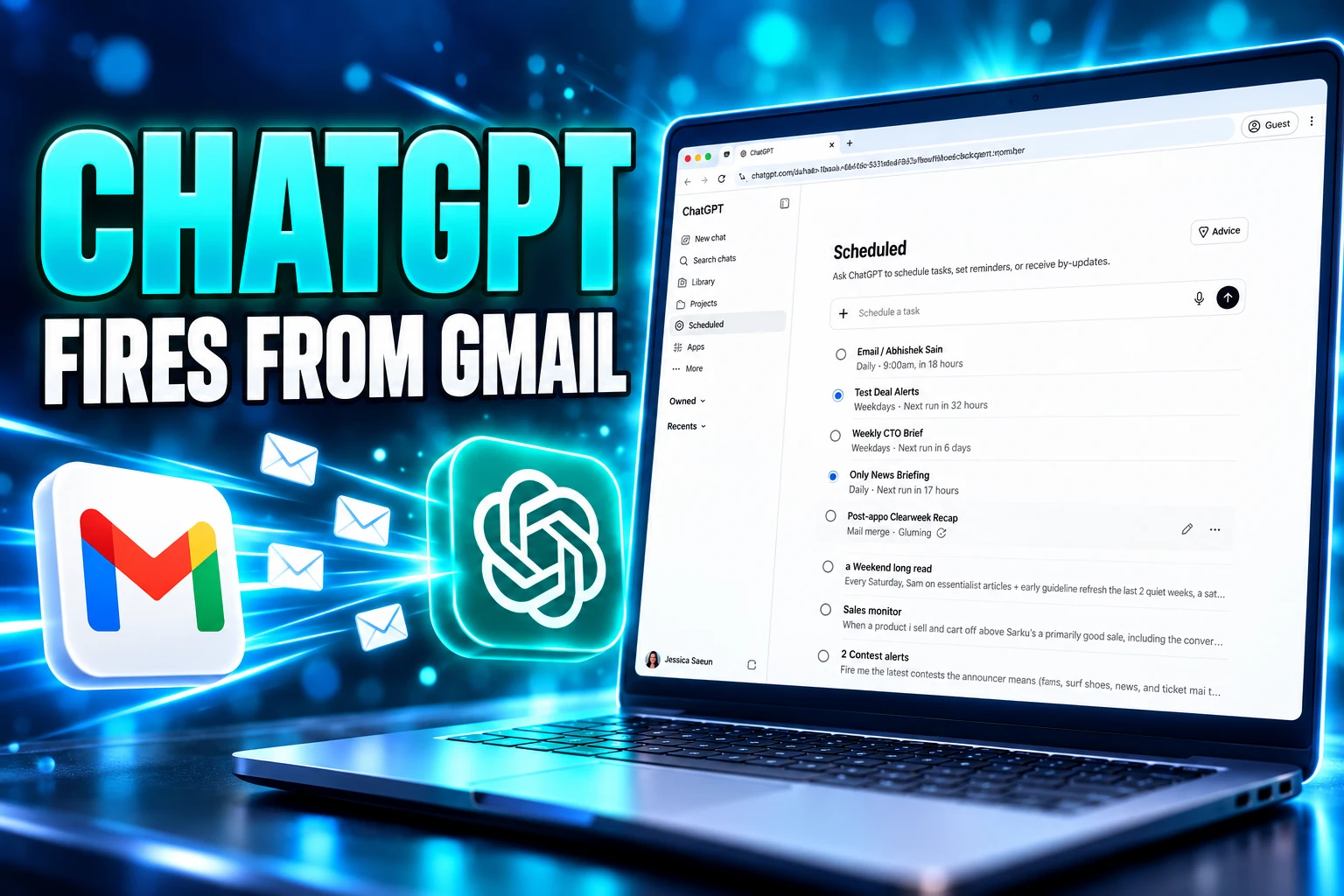 ChatGPT scheduled tasks Gmail Slack GitHub triggers
