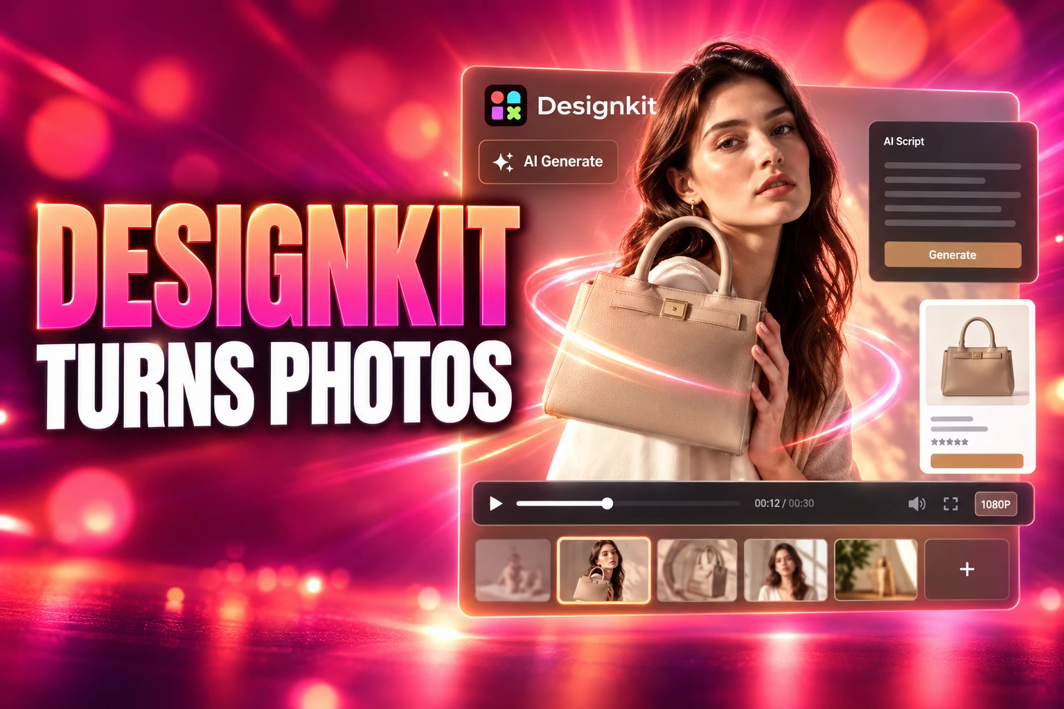 Designkit AI video platform product photos to videos