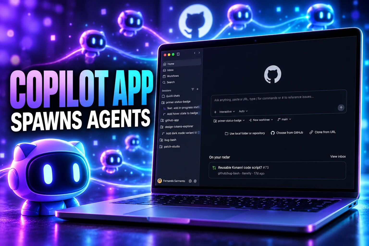 GitHub Copilot app My work pane agent dispatch