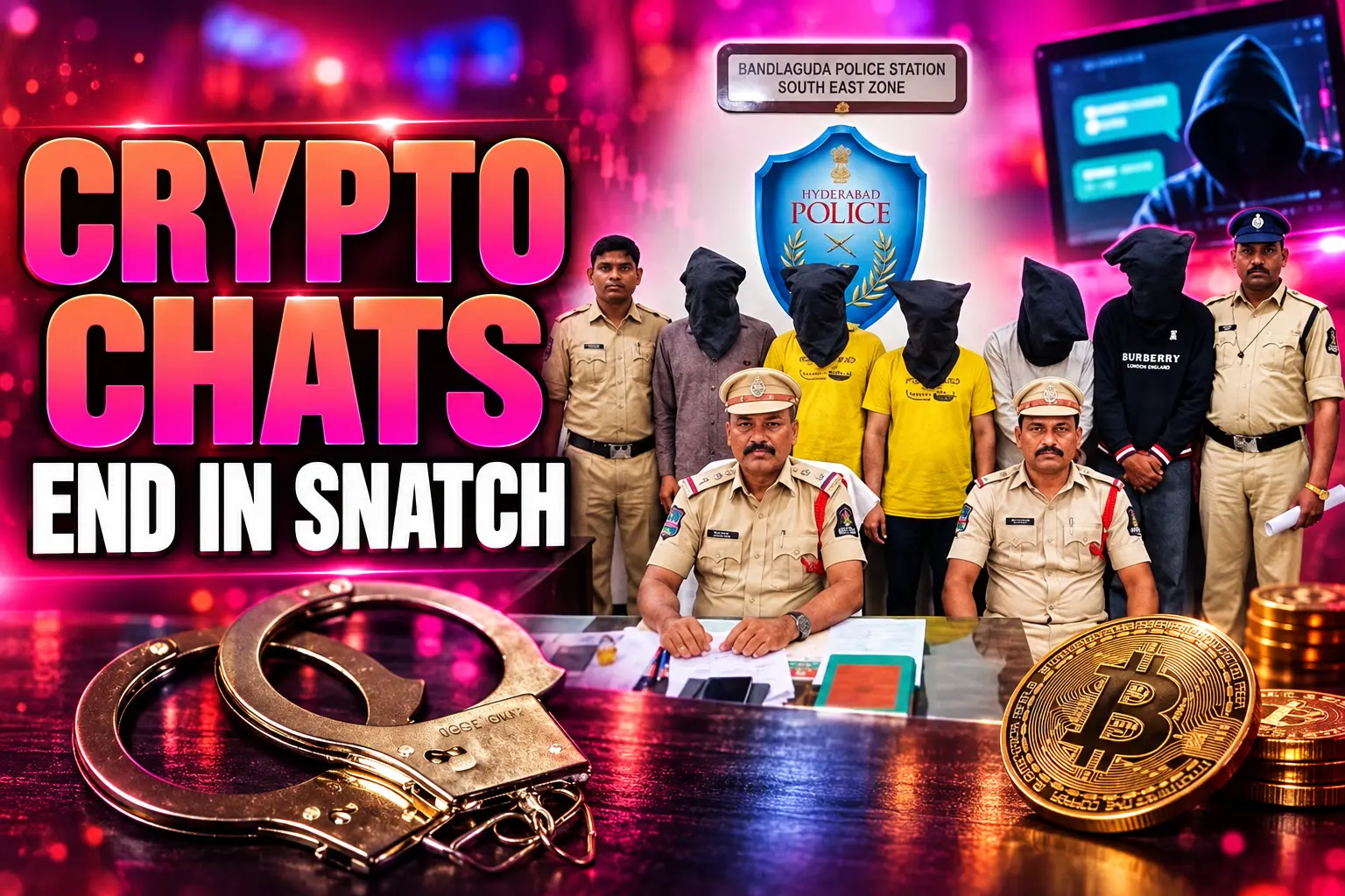 Hyderabad Facebook crypto robbery ₹7 lakh Bandlaguda arrest