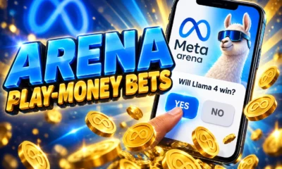 Meta Arena prediction app Llama play-money bets