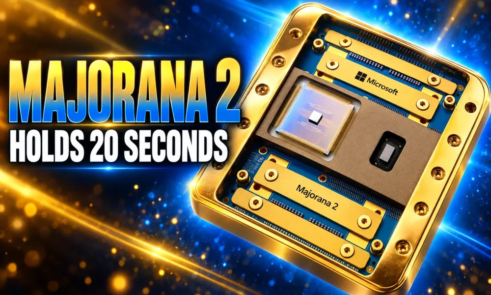 Microsoft Majorana 2 20-second topological qubit chip
